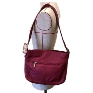 NWT STONE & CO. Medium Red Leather Satchel Tote Hobo Shoulder Bag